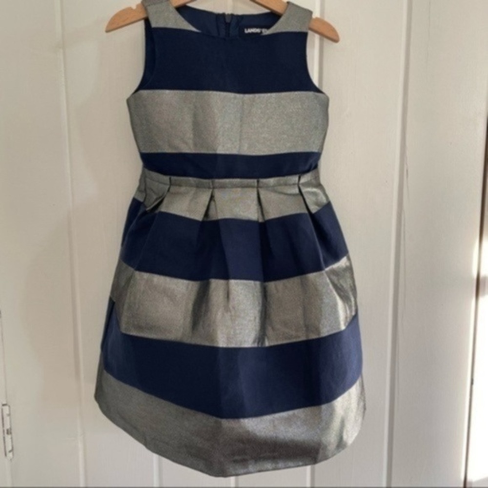 Land's End Silver Navy Toddler Party Dress​​​